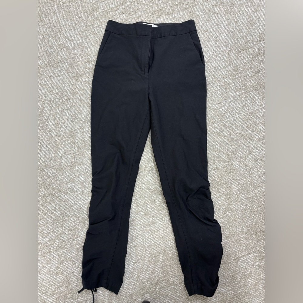 10 Crosby Derek Lam Black Ruched Slim-Leg Pants - Picture 2 of 14
